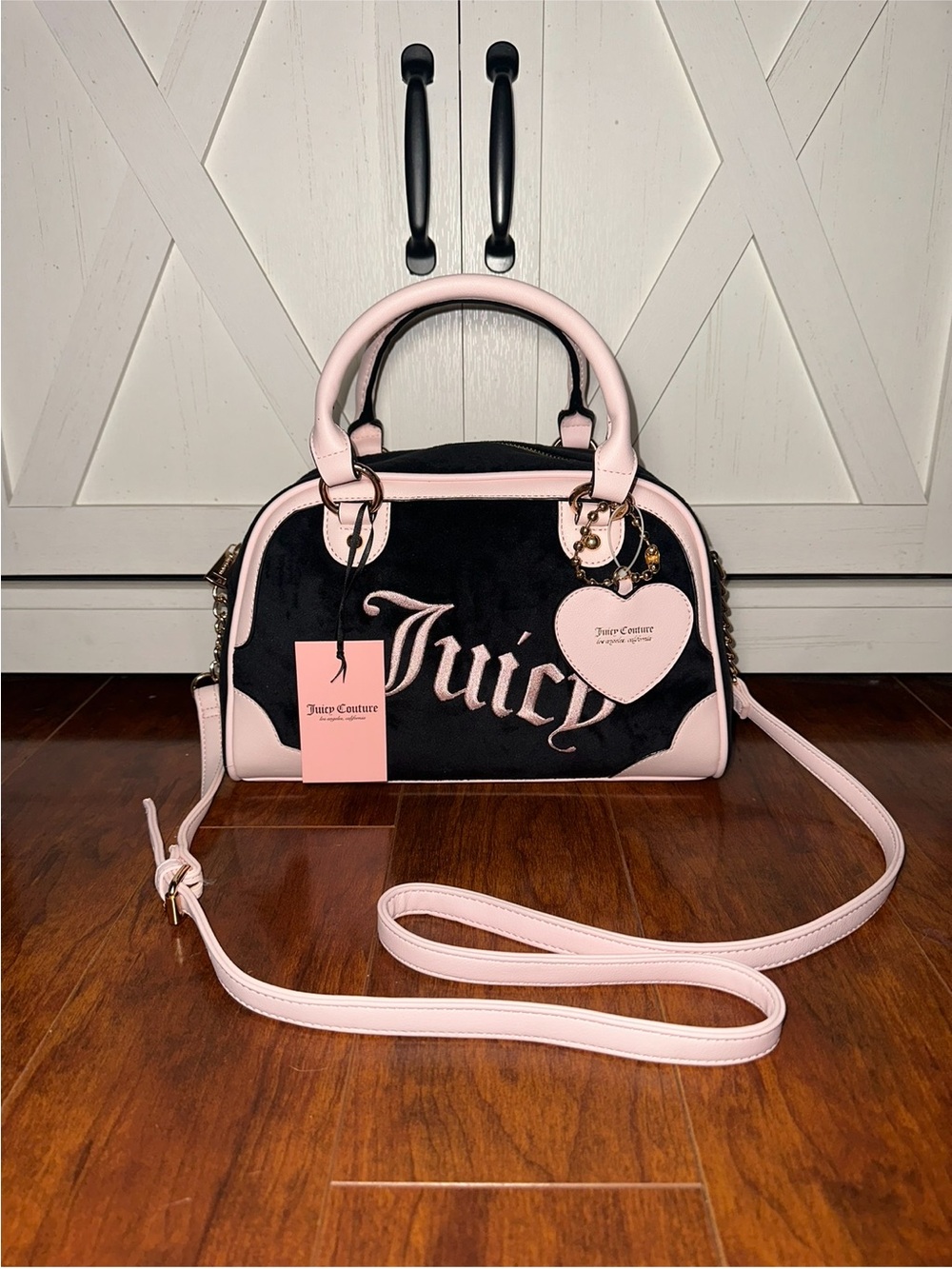 Juicy Couture Urban Heritage Bowler Crossbody Satchel in Liquorice Velour